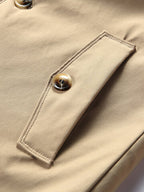 mens plush lined warm button front lapel casaul slant pocket overcoats