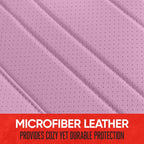 Motor Trend Seat Cover for Cars Trucks SUV, Faux Leather Rear Bench Pink Padded Car Seat Cover with Storage Pockets, Premium Interior Car Seat Cover