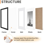 upsimples 8x12 Picture Frame Set of 5,Display Pictures 6x8 with Mat or 8x12 Without Mat,Wall Gallery Photo Frames,Black