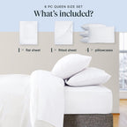 LuxClub 6 PC Extra Deep Pocket Queen Sheets &amp; Pillowcases Set - Hotel Bedding Silky Soft Eco Friendly Wrinkle Free Ultra Soft Cooling Bed Sheet Set deep Pocket up to 21" (Queen, White)