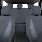 Flying Banner car seat Covers Protects Water Proof Faux Leather Carbon Fiber Front and Rear Bench Split 40/60 50/50 60/40(Gray Gray, Full Set - 8PCS)