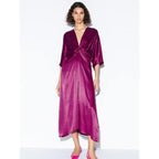 half sleeve satin midi dress