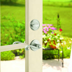 Lido Satin Nickel Exterior Entry Door Lever and Single Cylinder Deadbolt Combo Pack Featuring SmartKey Security