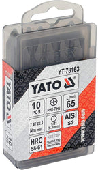 Yato Yt-78163 De Screwdriver Bits 1/4 Inch Drive X65 Mm Ph1-Ph2 10 Pcs|Bits For Drill Machine|Screwdriver Bits For Long Drill|Electrician Or Carpenter Furniture Tools|Screw Driver Bits|Hand Tools