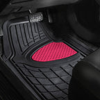 FH Group Automotive Floor Mats - Heavy-Duty Rubber Floor Mats for Cars, Universal Fit Full Set, Climaproof Floor Mats, Trimmable Floor Mats for Most Sedan, SUV, Truck Floor Mats Pink
