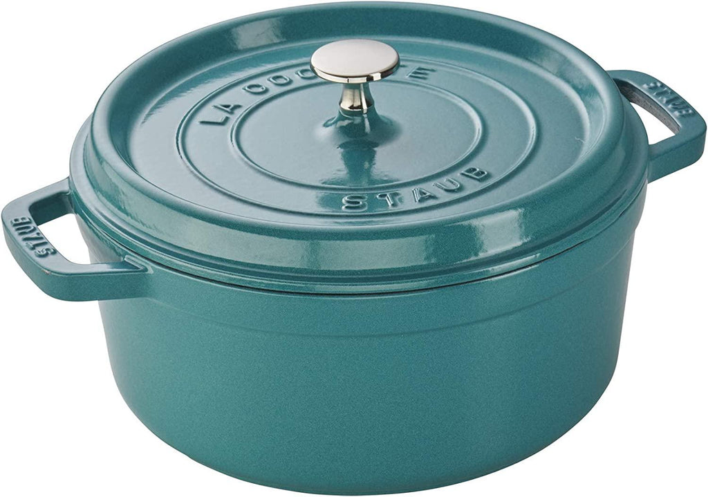 Staub Cast Iron 4-qt Round Cocotte - Turquoise, Made in France