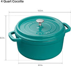 Staub Cast Iron 4-qt Round Cocotte - Turquoise, Made in France
