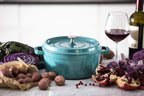 Staub Cast Iron 4-qt Round Cocotte - Turquoise, Made in France