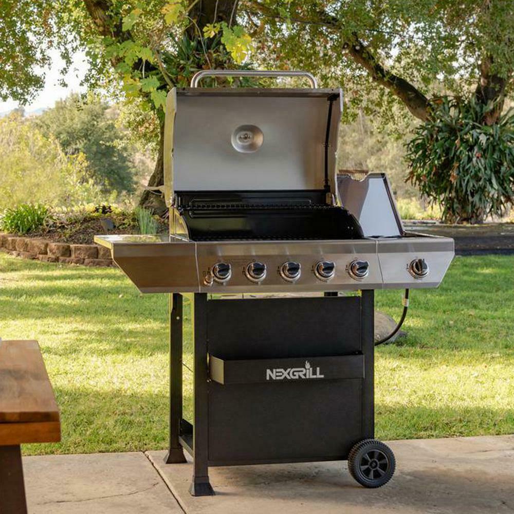 Propane Gas Grill  Steel Side Burner Heat Thermometer 5-Burner