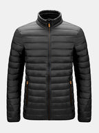 mens zip front quilted solid basic padded puffer jackets with pocket