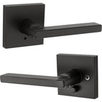 Halifax Square Matte Black Privacy Bed/Bath Door Lever (4-Pack)