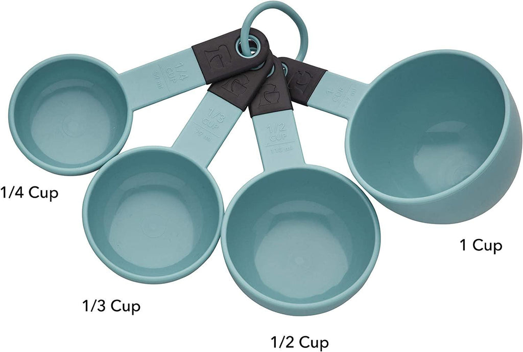 KitchenAid KE058OHAQA Classic Measuring Cups, Set of 4, Aqua Sky/Black