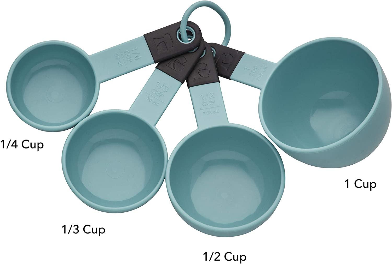 KitchenAid KE058OHAQA Classic Measuring Cups, Set of 4, Aqua Sky/Black