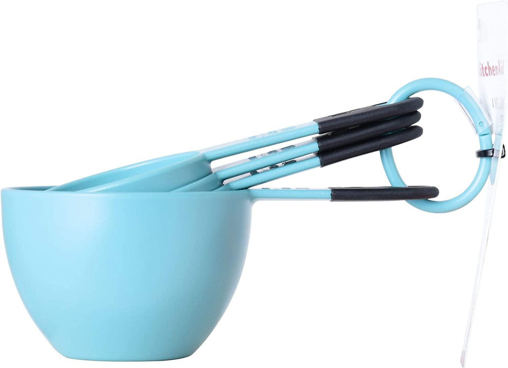 KitchenAid KE058OHAQA Classic Measuring Cups, Set of 4, Aqua Sky/Black