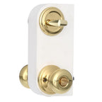 Juno Polished Brass Exterior Entry Door Knob and Single Cylinder Deadbolt Combo Pack Featuring SmartKey Security