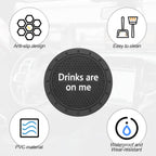 8sanlione Car Cup Coaster, 4Pcs 2.75 Inch Auto Cup Holder Insert Coasters, Non-Slip Waterproof Embedded Drink Mat, Automotive Interior Accessories for Men and Women (B Black/4PCS)