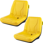 Universal Tractor Seat, Industrial High Back, 2PCS PVC Lawn and Garden Mower Seat Replacement, Steel Frame Compact Forklift Seat w/ Drain Hole, Yellow