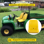 Universal Tractor Seat, Industrial High Back, 2PCS PVC Lawn and Garden Mower Seat Replacement, Steel Frame Compact Forklift Seat w/ Drain Hole, Yellow
