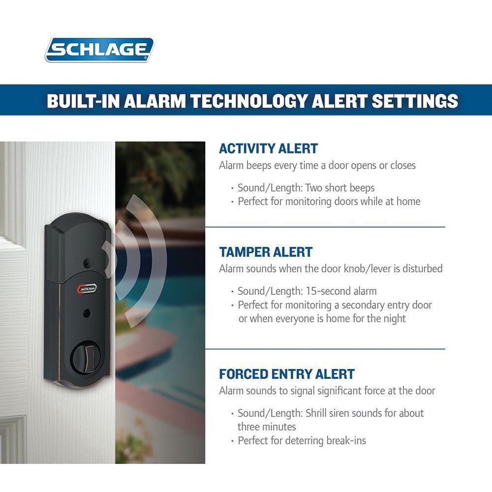 Camelot Aged Bronze Connect Z-Wave Plus Smart Deadbolt and Camelot Handleset with Accent Lever with Camelot Trim