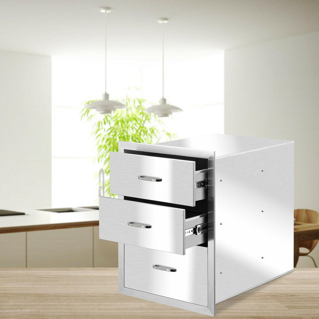 23"x18" BBQ  Steel Triple Drawers Silver Outdoor Kitchen Superior