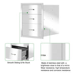 23"x18" BBQ  Steel Triple Drawers Silver Outdoor Kitchen Superior