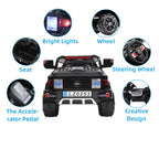 12V Power Wheels, 3 Speeds Ride On Car Truck for Child 3-7, Double Drive Electric Cars with Remote Control, LED Lights, Kids Vehicle for Christmas Gifts to Ride on Pavement Grass Mud, Black, Q8002