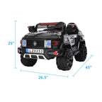 12V Power Wheels, 3 Speeds Ride On Car Truck for Child 3-7, Double Drive Electric Cars with Remote Control, LED Lights, Kids Vehicle for Christmas Gifts to Ride on Pavement Grass Mud, Black, Q8002