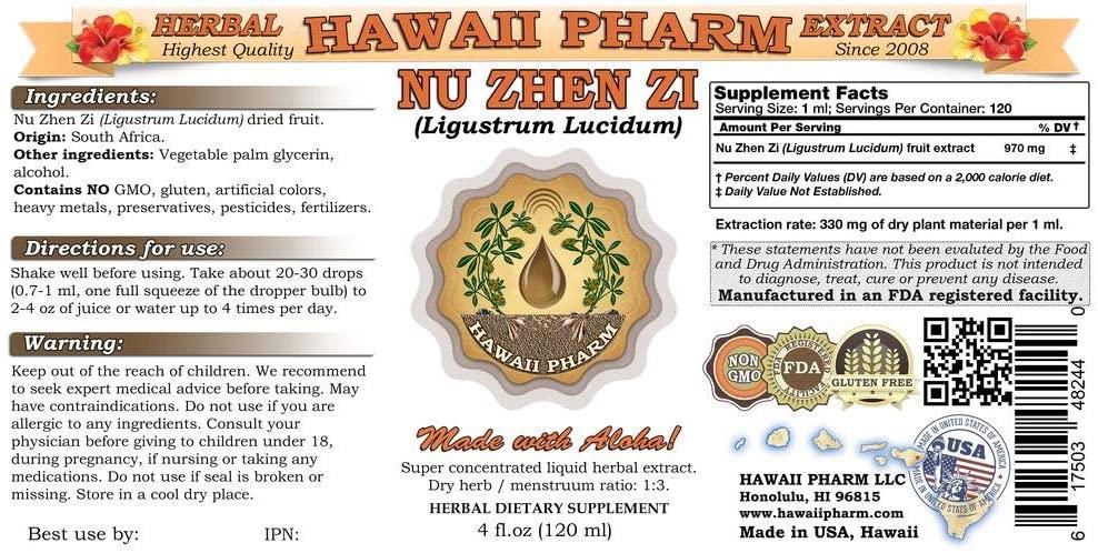 Nu Zhen Zi, Glossy Privet (Ligustrum Lucidum) Tincture, Dried Fruit Liquid Extract, Nu Zhen Zi, Herbal Supplement 2x32 Oz