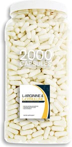 Bulk Buy NOX Blend - 2000 Capsules of L-Arginine & L-Citrulline in a Clear Square Grip Jar
