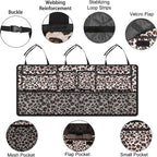 Car Trunk Organizer,Large Capacity Backseat Trunk Organizer(42"*18"),Collapsible Car Storage Bag with 8 Pocekt,Car Organizer for SUV/MPV/Truck - Leopard print