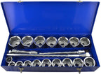 AB Tools-US Pro 1" Drive Metric Socket and Accessory Set Kit 36mm - 80mm 6 Sided 21pc