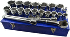 AB Tools-US Pro 1" Drive Metric Socket and Accessory Set Kit 36mm - 80mm 6 Sided 21pc
