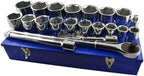 AB Tools-US Pro 1" Drive Metric Socket and Accessory Set Kit 36mm - 80mm 6 Sided 21pc