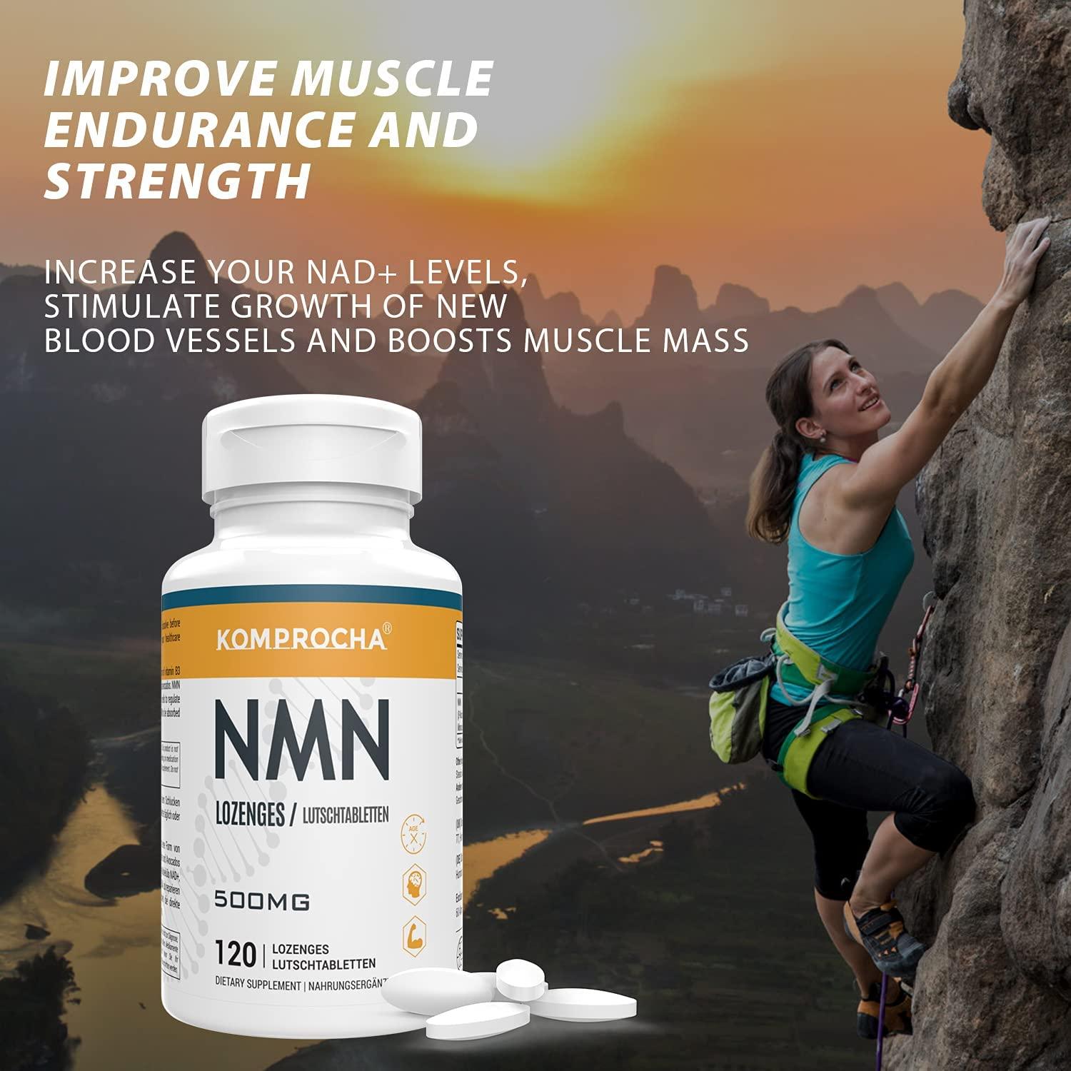 KOMPROCHA Sublingual NMN Supplement 500mg Nicotinamide Mononucleotide Lozenges Max Absorption Enhanced Bioavailability Boost NAD+ for Anti-Aging & Cellular Repair (1200 Tablets, Pack of 10)