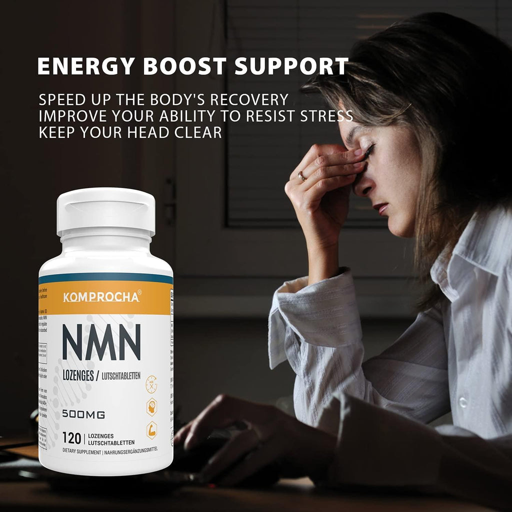 KOMPROCHA Sublingual NMN Supplement 500mg Nicotinamide Mononucleotide Lozenges Max Absorption Enhanced Bioavailability Boost NAD+ for Anti-Aging & Cellular Repair (1200 Tablets, Pack of 10)