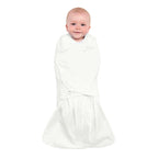 HALO Cotton Sleepsack Swaddle, 3-Way Adjustable Wearable Blanket, TOG 1.5, Cream, Small, 3-6 Months