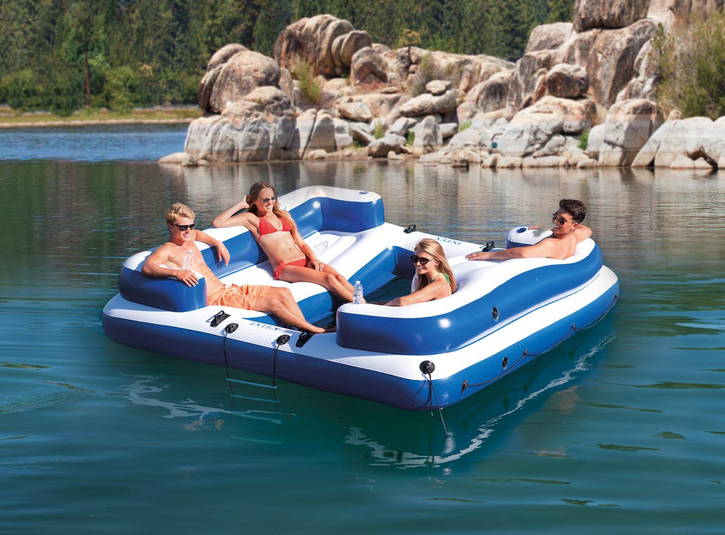 Inflatable 5 Person LounRaft with  Inflatable Tube w/ Cooler