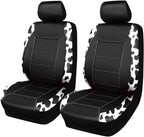 Flying Banner car seat Covers Protects Water Proof Faux Leather Carbon Fiber Fronts Cow Black