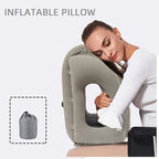 Comfy Inflatable Travel Pillow: Neck &amp; Lumbar Support For Airplane, Car, RV &amp;   - Folds Easily Into Bag!