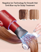Wavytalk 1875W Ionic Salon Hair Dryer with Diffuser Professional Blow Dryer for Curly Hair with Ceramic Technology Fasting Drying Light and Quiet, Red
