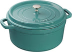 Staub Cast Iron 5.5-qt Round Cocotte - Turquoise, Made in France
