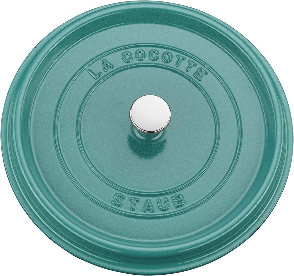 Staub Cast Iron 5.5-qt Round Cocotte - Turquoise, Made in France