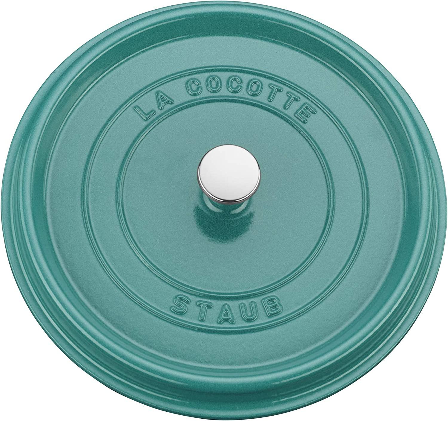 Staub Cast Iron 5.5-qt Round Cocotte - Turquoise, Made in France