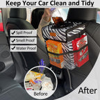 ELONGRIVER Car Trash Can Bin for Car Back Seat Leak Proof, Cute Car Trash Bag Hanging, Vehicle Trash Can for SUV Truck Van, Automotive Car Garbage Cans Front Seat Zebra