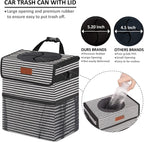 Vankor Car Trash Can for Car Cute, Car Trash Bag Bin Hanging Waterproof Automotive Car Garbage Cans Leak Proof Vehicle Trash Can Stripe