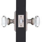 Studio Plate 2-3/8 in. Backset Satin Nickel Privacy Bed/Bath Round Clear Crystal Glass Door Knob