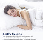 LANE LINEN Organic Cotton White Twin Sheets Set, 3-Piece Pure Organic Cotton Percale Sheets,Twin Sheets, Ultra Soft Bedding Sheets, Fits Mattress Upto 15" Deep - White