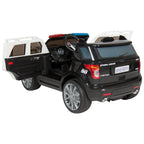 12V Kids Police RC Remote Ride On SUV Car w/ Parent Control, 2 Speeds, Lights, AUX, Sirens - Black