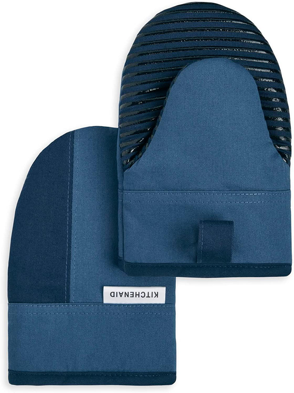 KitchenAid Beacon Two-Tone Mini Oven Mitt 2-Pack Set, Navy/Ink Blue, 5.5"x8"