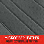 Motor Trend Seat Cover for Cars Trucks SUV, Faux Leather Rear Bench Gray Padded Car Seat Cover with Storage Pockets, Premium Interior Car Seat Cover